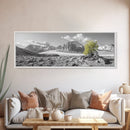 Mountain scene, mountain painting, landscape painting, wabi sabi art, nature art, minimalist art, framed canvas print, extra wide art