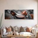 Leather Saddle, Vintage Horse Art, Rustic Wall Art, Horse Wall Art, Southwest Wall Art, Extra Wide Art, Framed Canvas Print, Boho Art