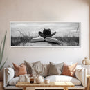 Cowboy Hat, wabi sabi art, rustic decor, farmhouse art, moody art, extra wide art, coastal wall art, framed canvas print, boho art