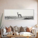 Lone Gazelle, moody art, southwest wall art, extra wide art, wabi sabi art, minimalist art, framed canvas print, panoramic painting