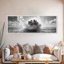 Explosion, dramatic seascape, moody art, panoramic art, extra wide art, coastal wall art, framed canvas print, ocean painting, nautical decor