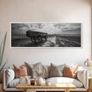 Wagon at Sunset, rustic art, farmhouse art, vintage horse art, tall narrow art, antique farm painting, framed canvas print