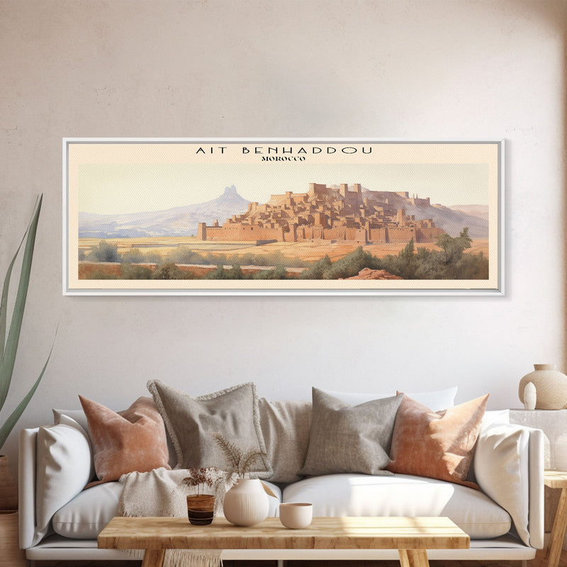 Ait Benhaddou Travel Poster Print, Framed Canvas Wall Art, Metal Wall Art, Morocco art, Gift For Him, Travel Wall Art, Travel Lover Gift