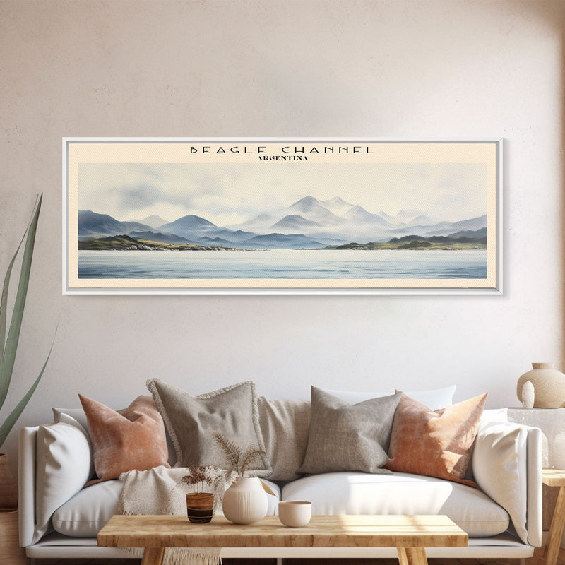 Beagle Channel Travel Poster Print, Framed Canvas Print, COUNTRY Travel Art, Wood Framed Art, Wall Hanging, Home Decor