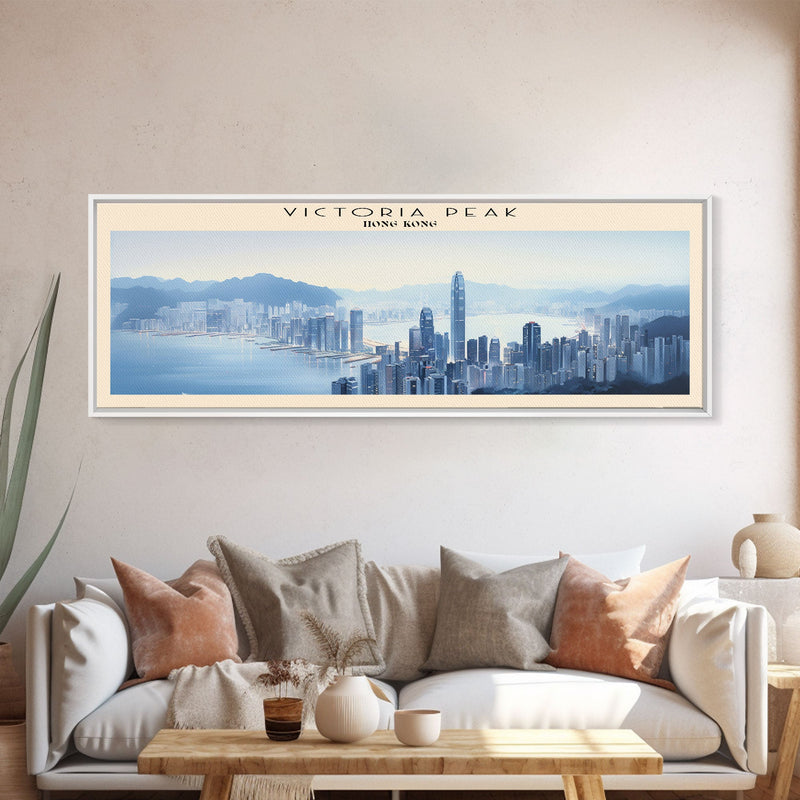 Victoria Peak COUNTRY Travel Poster Print, Framed Canvas Print, COUNTRY Travel Art, Wood Framed Art, Wall Hanging, Home Decor