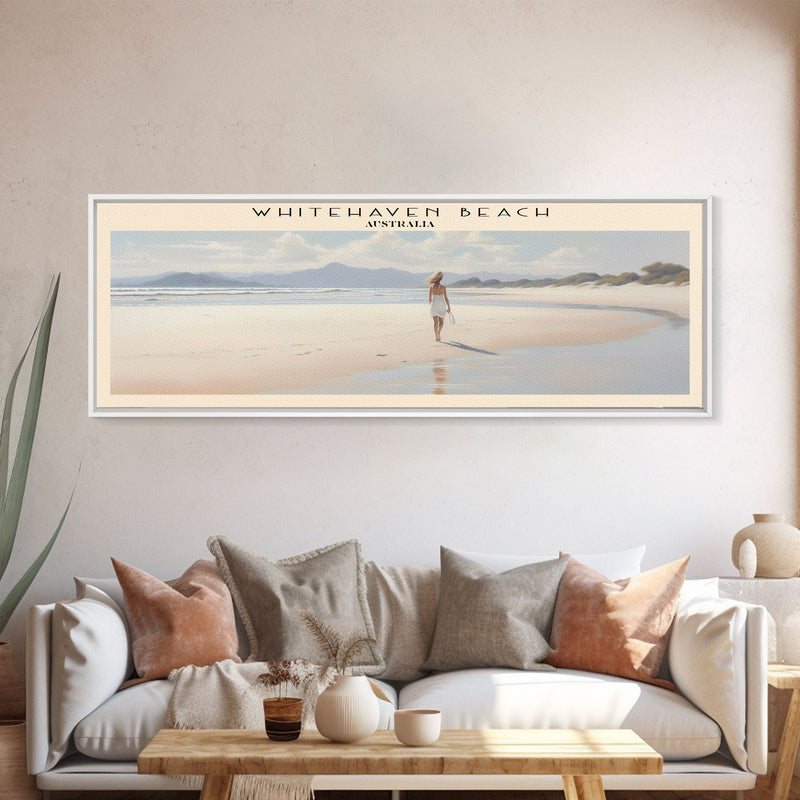 Whitehaven Beach Travel Poster Print, Framed Canvas Print, COUNTRY Travel Art, Wood Framed Art, Wall Hanging, Home Decor