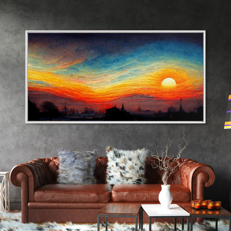 Beautiful sunset canvas print, canvas art, ink painting style