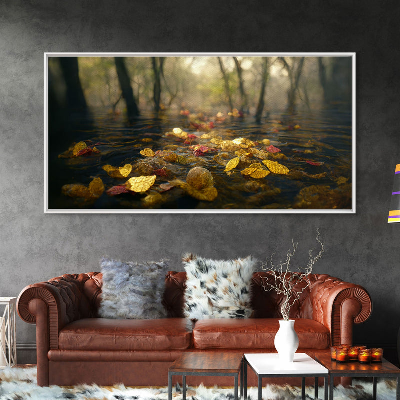 Wet Leaves Stream Forest Woods Fall Autumn Fine Art Print, Wall Art Print, Wall DÃ©cor, Wall Poster