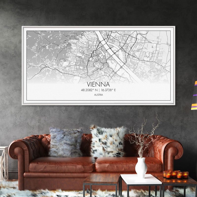 Vienna City Map, Austria Art, Map Print, Modern Wall Art, Wall Art, Canvas Art, European Wall Art, Unique Wall DÃ©cor, Home Office Art