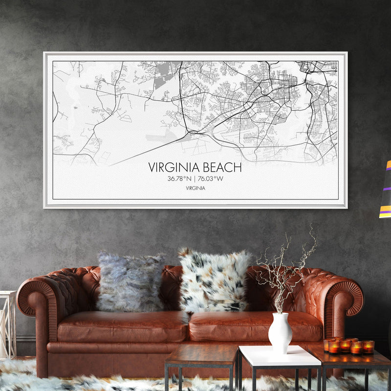 Virginia Beach City Map, Virginia Art, Map Print, Modern Wall Art, Wall Art, Canvas Art, Dorm Room Art, Family Home DÃ©cor, Birthday Gift