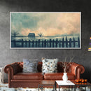 Winter Farmhouse in Snowy Landscape, Framed Canvas Print, Minimalist Wall Art, Living Room Art, Bedroom Decor, Winter Scene