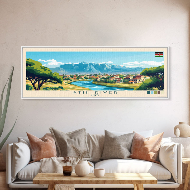 Athi River, Kenya Panoramic Travel Poster Canvas Print, Athi River, Kenya Painting, Kenya Art, Athi River Panoramic Travel Art, Travel Painting