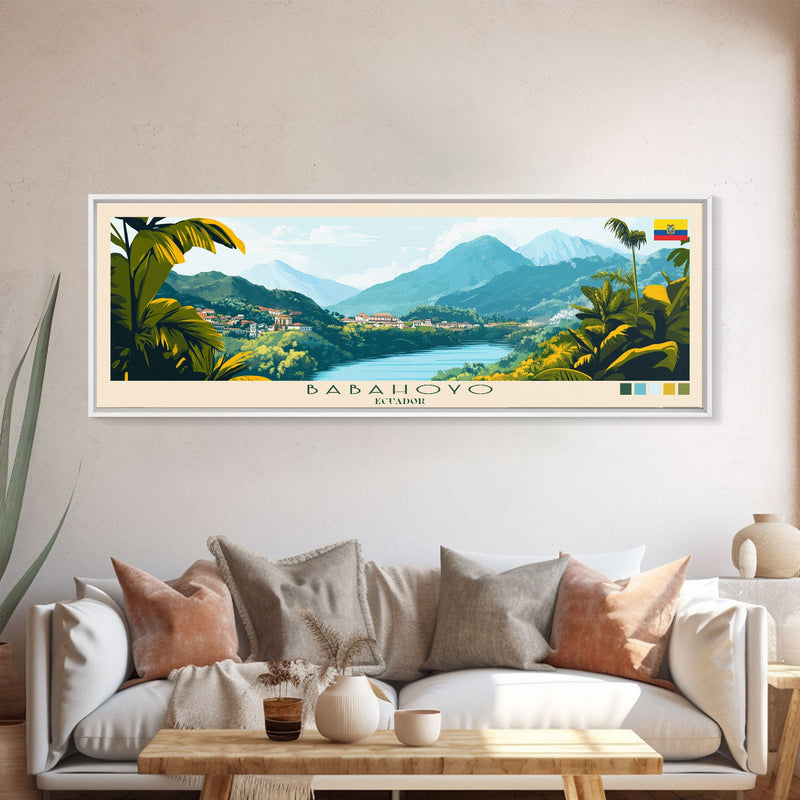 Babahoyo, Ecuador Travel Poster Panoramic Canvas Print, Babahoyo, Ecuador Painting, Ecuador Art, Babahoyo Travel Art, Guest Room Painting