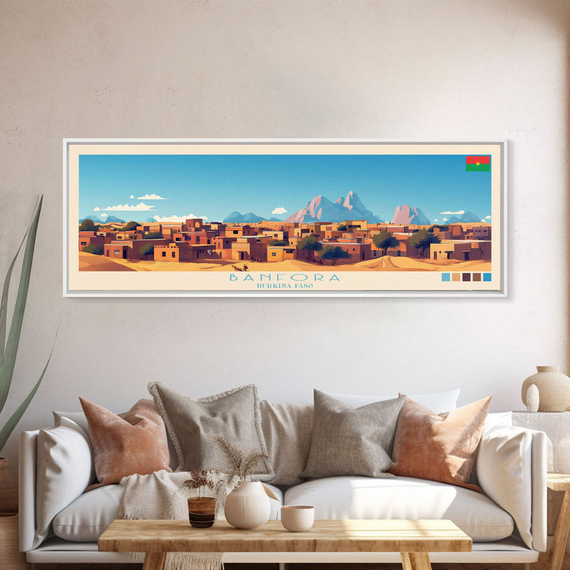 Banfora, Burkina Faso Panoramic Travel Poster Canvas Print, Banfora, Burkina Faso Painting, Burkina Faso Art, Banfora Travel Art, Guest Room Painting