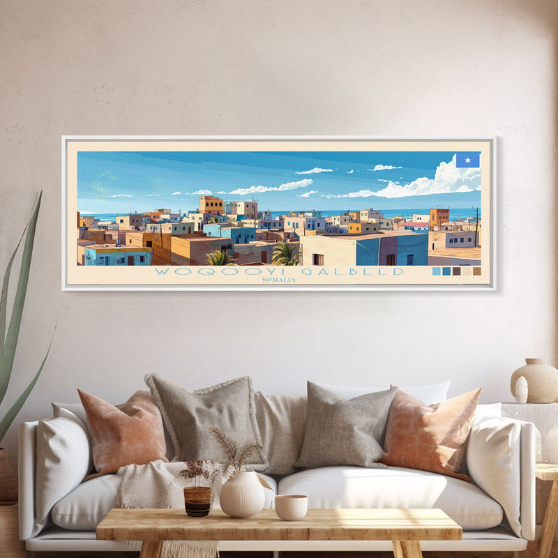 Woqooyi Galbeed, Somalia Panoramic Travel Poster Canvas Print, Woqooyi Galbeed, Somalia Painting, Somalia Art, Woqooyi Galbeed Panoramic Travel Art, Travel Painting