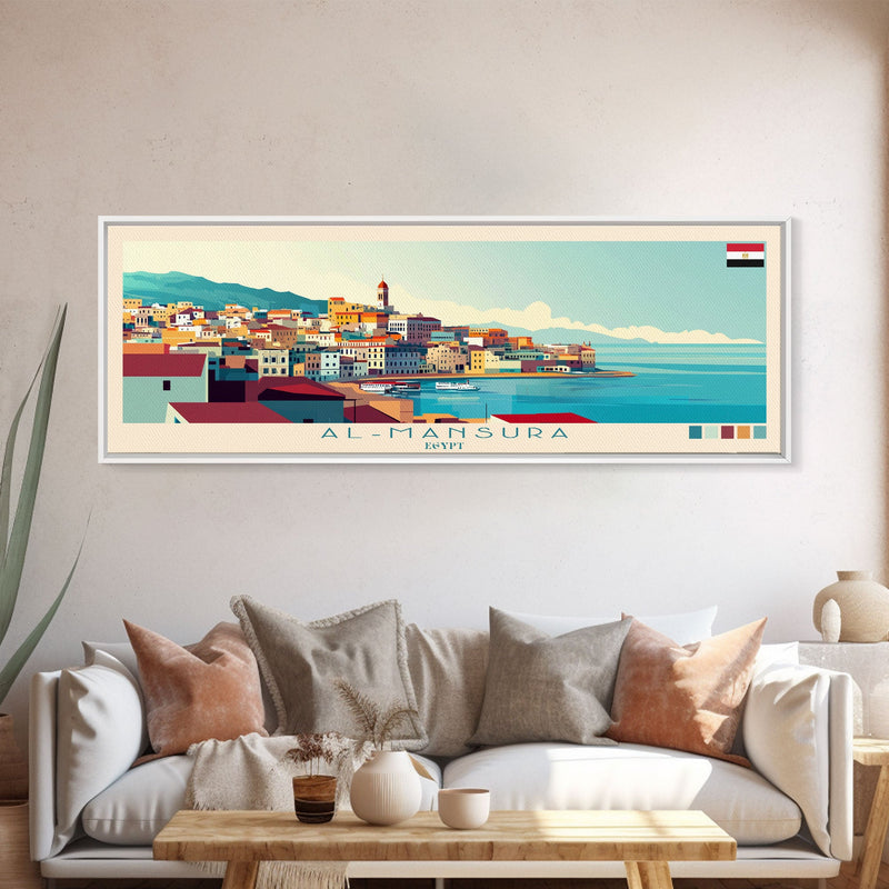 Alburyâ€“Wodonga, Australia Travel Poster Panoramic Canvas Print, Alburyâ€“Wodonga, Australia Painting, Australia Art, Alburyâ€“Wodonga Travel Art, Guest Room Painting