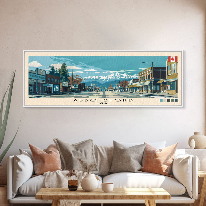 Abbotsford, Canada Panoramic Canvas Print, Abbotsford, Canada Painting, Canada Art, Abbotsford Travel Poster, Travel Art, Guest Room Painting