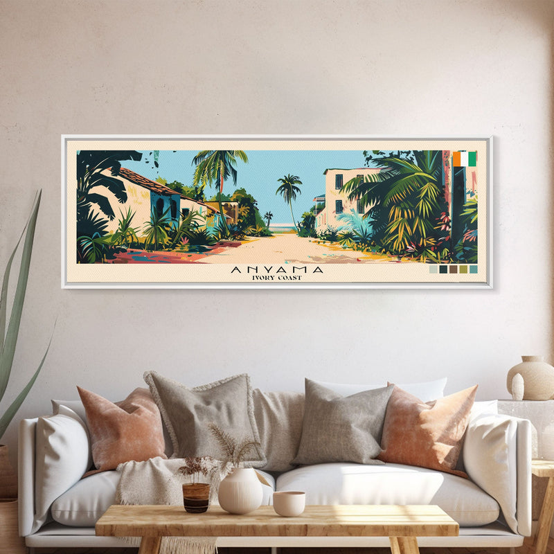 Anyama, Ivory Coast Panoramic Canvas Print, Anyama, Ivory Coast Painting, Ivory Coast Art, Anyama Travel Poster, Travel Art, Guest Room Painting