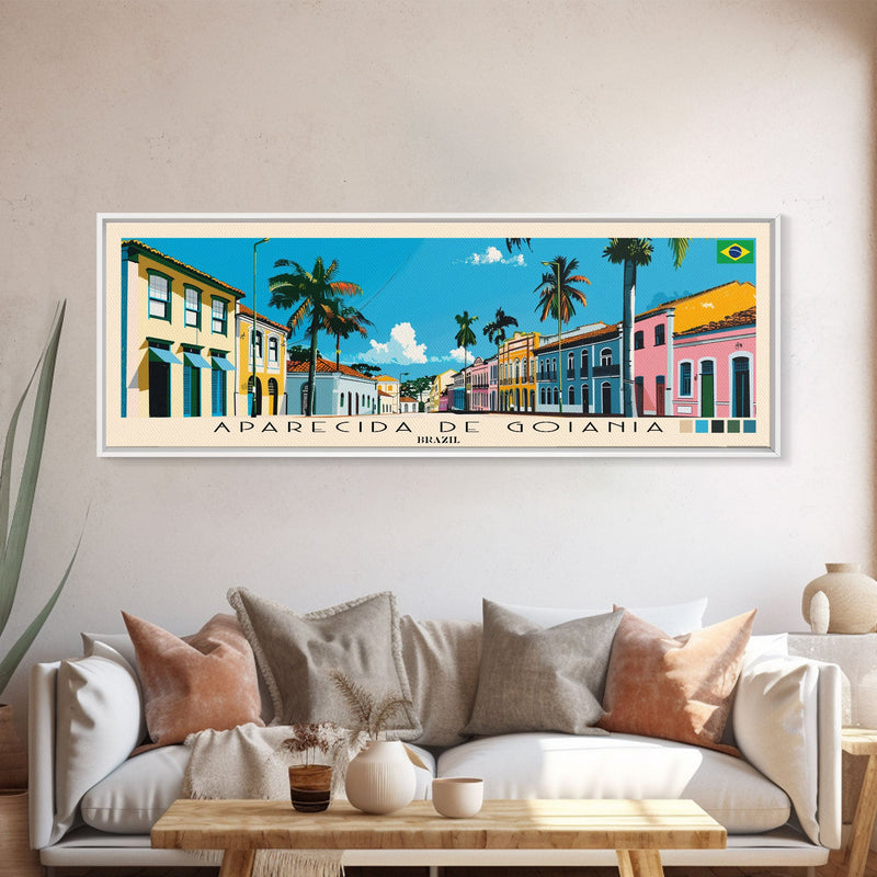 Aparecida de Goiania, Brazil Panoramic Canvas Print, Aparecida de Goiania, Brazil Painting, Brazil Art, Aparecida de Goiania Travel Poster, Travel Art, Guest Room Painting