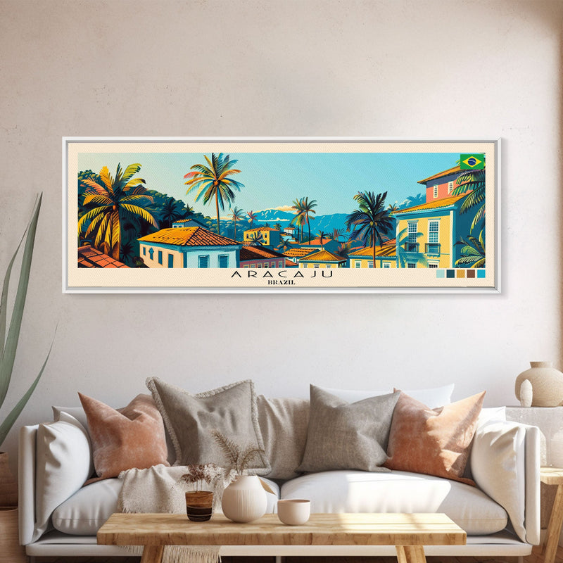 Aracaju, Brazil Panoramic Canvas Print, Aracaju, Brazil Painting, Brazil Art, Aracaju Travel Poster, Travel Art, Living Room Painting