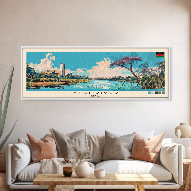 Athi River, Kenya Panoramic Canvas Print, Athi River, Kenya Painting, Kenya Art, Athi River Travel Poster, Travel Art, Guest Room Painting