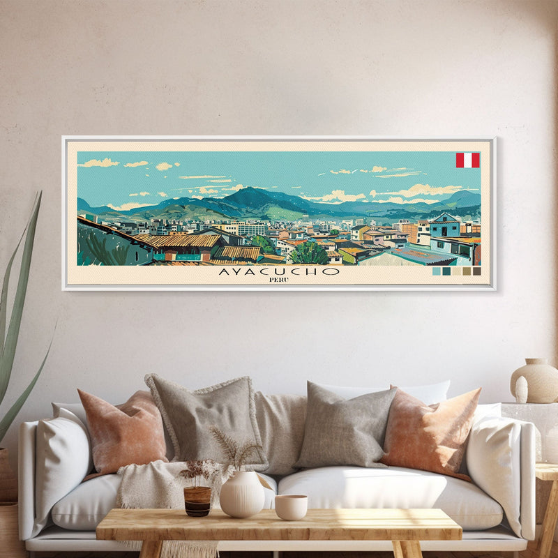 Ayacucho, Peru Panoramic Canvas Print, Ayacucho, Peru Painting, Peru Art, Ayacucho Travel Poster, Travel Art, Guest Room Painting