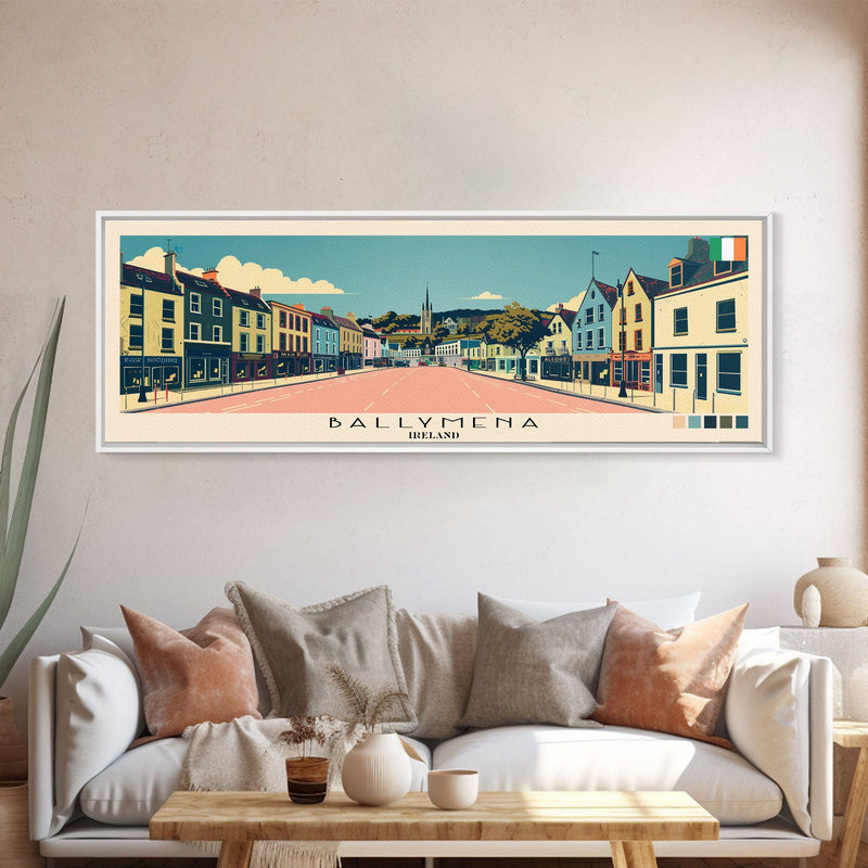 Ballymena, Ireland Panoramic Canvas Print, Ballymena, Ireland Painting, Ireland Art, Ballymena Travel Poster, Travel Art, Guest Room Painting