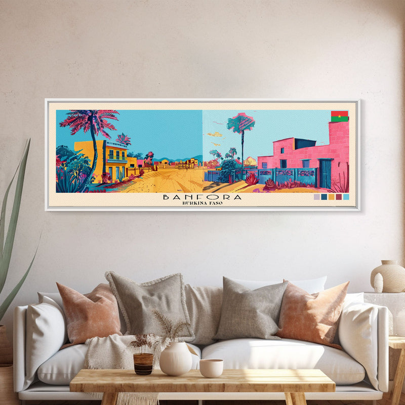 Banfora, Burkina Faso Panoramic Canvas Print, Banfora, Burkina Faso Painting, Burkina Faso Art, Banfora Travel Poster, Travel Art, Guest Room Painting