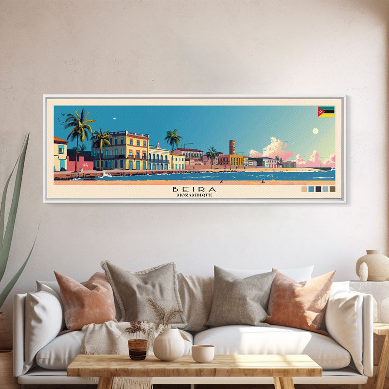 Beira, Mozambique Panoramic Canvas Print, Beira, Mozambique Painting, Mozambique Art, Beira Travel Poster, Travel Art, Guest Room Painting