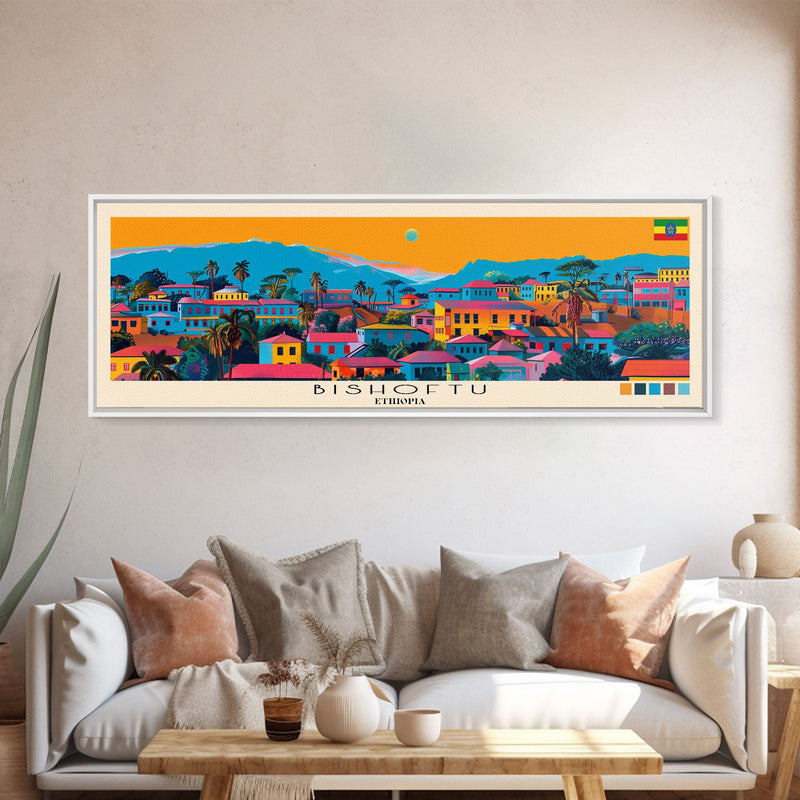 Bishoftu, Ethiopia Panoramic Canvas Print, Bishoftu, Ethiopia Painting, Ethiopia Art, Bishoftu Travel Poster, Travel Art, Vacation Gift