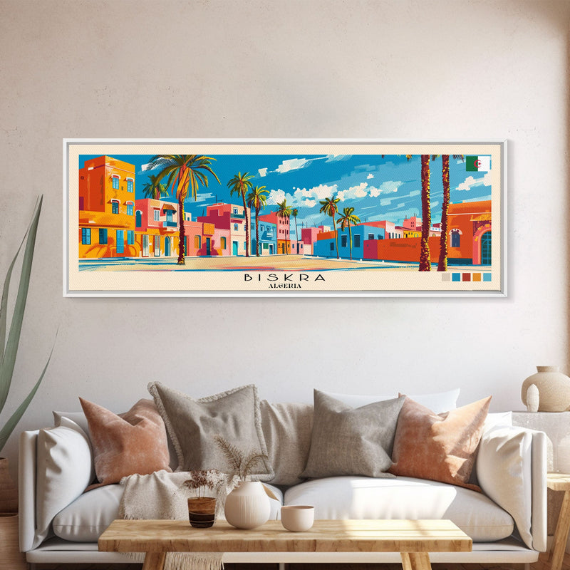 Biskra, Algeria Panoramic Canvas Print, Biskra, Algeria Painting, Algeria Art, Biskra Travel Poster, Travel Art, Living Room Painting