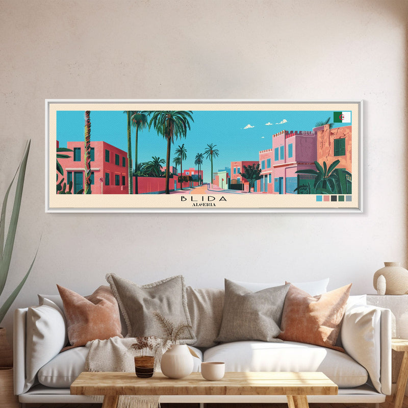 Blida, Algeria Panoramic Canvas Print, Blida, Algeria Painting, Algeria Art, Blida Travel Poster, Travel Art, Housewarming Gift