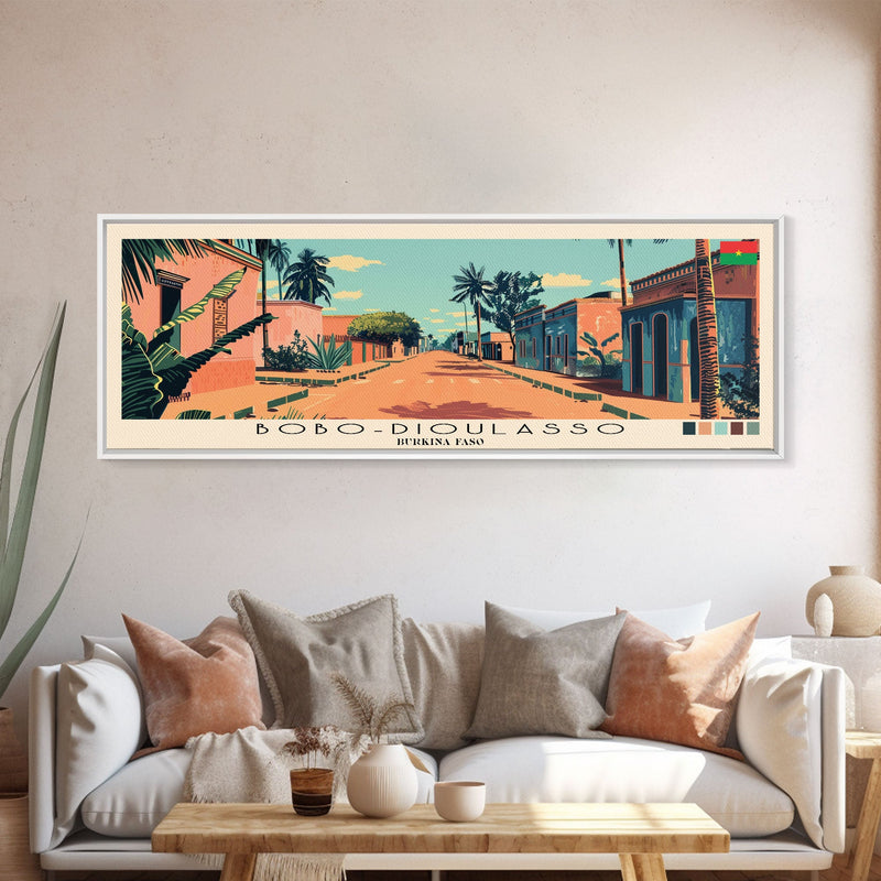 Bobo-Dioulasso, Burkina Faso Panoramic Canvas Print, Bobo-Dioulasso, Burkina Faso Painting, Burkina Faso Art, Bobo-Dioulasso Travel Poster, Travel Art, Guest Room Painting