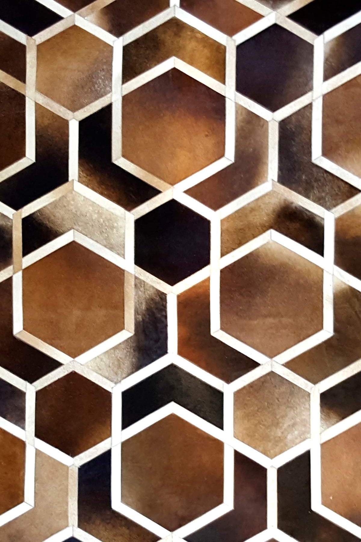 HEXAGON – Modern Patterned Rug in Organic Hide, photo 4 of 11