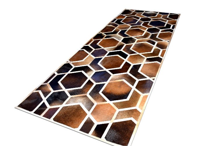 HEXAGON – Modern Patterned Rug in Organic Hide, photo 3 of 11