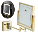 GobekUsa Gold LED Wall Mounted Makeup Mirror 3X/1X Folding Square Cosmetic Mirror