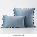 GobekUsa Fringed Tassel Velvet Pillowcase 50x50cm/30x50cm in Popular Light Colors