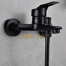 GobekUsa Black Finish Wall Mounted Bathroom Shower Faucet with Handheld Mixer