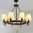 GobekUsa Country Fabric Chandelier: Wrought Iron Bedroom Kitchen Living Room Ceiling Light