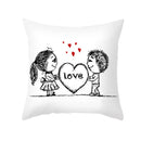 GobekUsa Love Heart Sketch Couple Pillow Cover 45X45CM Peah Skin Print