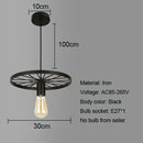 GobekUsa Industrial Iron Wheel Chandelier for Dining Room, Restaurant, and Cafe