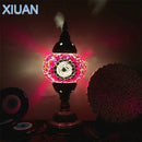 GobekUsa Colorful Mosaic Table Lamp, Handmade Stained Glass Lampshade