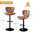 Swivel Bar Stool with Diamond-Stitched PU Leather & Adjustable Height