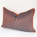 GobekUsa Geometric Blue & Red Jacquard Waist Pillow Case for Modern Luxury Décor