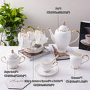 GobekUsa Bone China Coffee Set White Gold Porcelain Tea Set Advanced Pot Cup