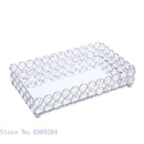 GobekUsa Crystal Glass Mirror Tray Cosmetic Jewelry Organizer Shelf Storage