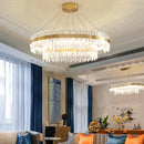 GobekUsa Circular Double-layer Crystal Chandelier for Living Room Dining Room Led Pendant