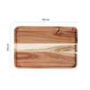 GobekUsa Acacia Wood Breakfast Tray - Rectangular Fruit Plate with Wooden Cutlery