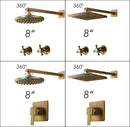 GobekUsa Antique Brass Round Wall Mounted Rainfall Shower Faucet Set with 2 Handles