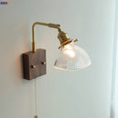 GobekUsa Clear Glass LED Wall Lights with Pull Chain Switch, Rotate Modern Nordic Wall Lamp